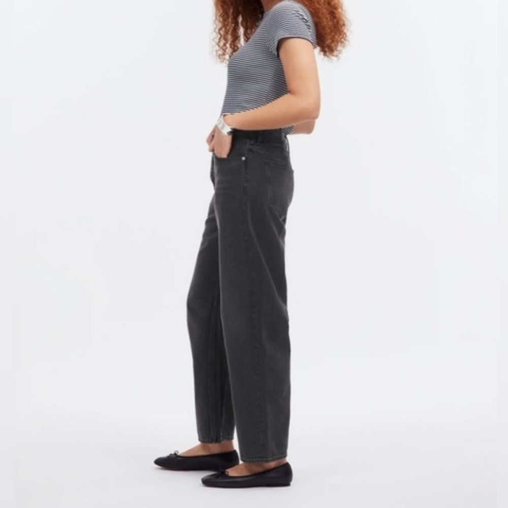 Madewell Jeans Darted Barrel-leg Classic Black Women's Size 30 - Picture 4 of 16